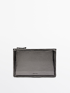 MASSIMO DUTTI NAPPA LEATHER CLUTCH WITH KNOT DETAIL