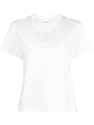 Courrèges Logo-appliqué Cotton T-shirt In White