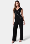 Bebe Sleeveless Faux Wrap Jumpsuit In Black,black