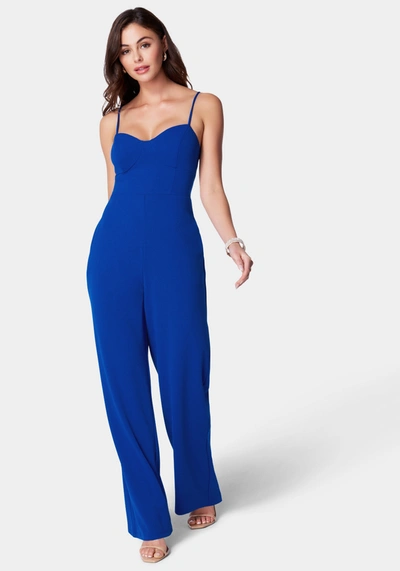 Bebe Strappy Core Jumpsuit In Cobalt