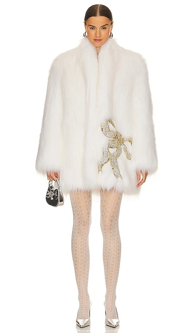 Vivetta Faux Fox Coat With Bows In White