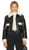 ADRIENNE LANDAU FAUX MINK TRIMMED JACKET