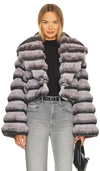 Adrienne Landau Faux Fur Chinchilla Jacket In Grey