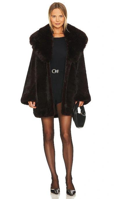 Adrienne Landau Faux Fox & Mink Coat In Brown