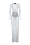 SANTA BRANDS SPARKLE WHITE MAXI DRESS WITH FLOWER