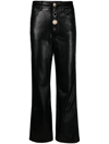 ROTATE BIRGER CHRISTENSEN BUTTON-EMBELLISHED FAUX-LEATHER TROUSERS - WOMEN'S - POLYURETHANE/POLYESTER/RECYCLED POLYESTER/ELAST