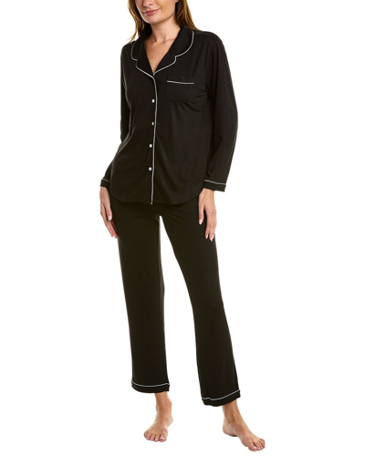 Flora By Flora Nikrooz 2pc Knit Notch Collar Pajama Set In Black