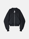 Attico Oversized Black Hooded Bomber Jacket In Black