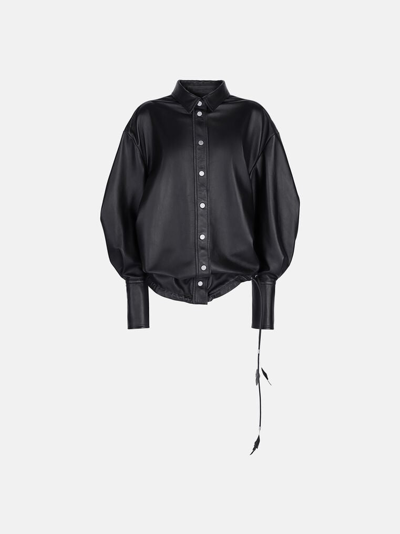 Attico The  Outerwear Gend - Black Short Coat Black Main Fabric: 100% Lamb Leather (ovis Aries Aries)