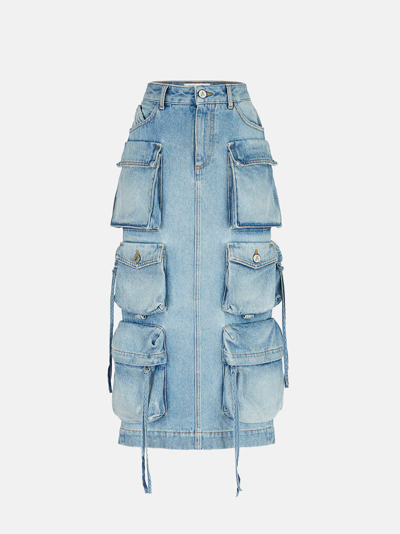 Attico The  Bottoms Gend - Sky Blue Midi Skirt Sky Blue Main Fabric: 100% Cotton, Lining: 65% Polyest