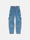 Attico Fern Low-rise Wide-leg Cargo Jeans In Washed Blue