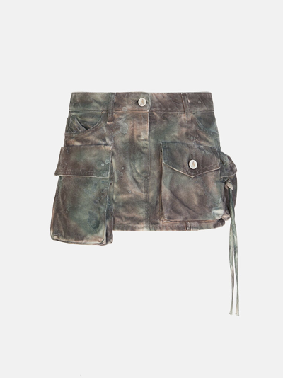 ATTICO ''FAY'' STAINED GREEN CAMOUFLAGE MINI SKIRT