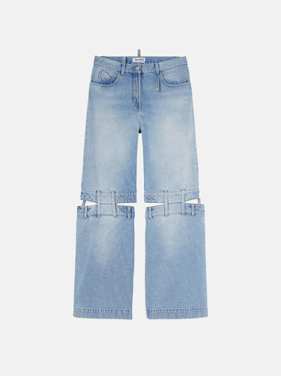 Attico Ashton Mid-rise Wide-leg Jeans In Sky Blue