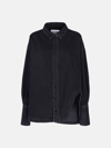 Attico Diana Logo-embroidered Denim Shirt In Black