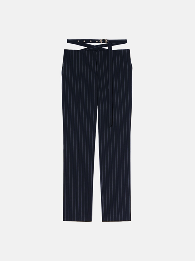 Attico Navy Blue And Light Blue Long Trousers In Blue Navy/light Blue