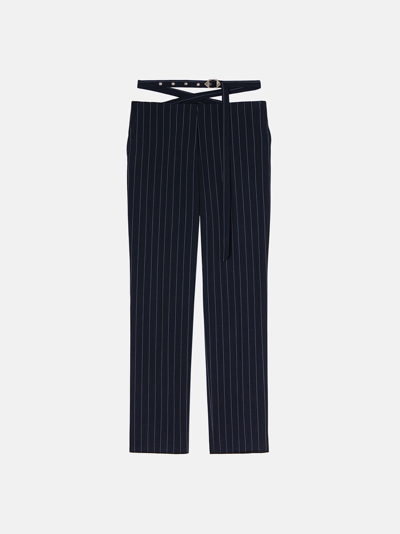 Attico Navy Blue And Light Blue Long Pants In Blue Navy/light Blue