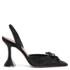 AMINA MUADDI ROSIE SLING 95 BLACK CRYSTAL PUMPS