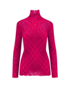 Burberry Checked Ribbed Mohair-blend Turtleneck Sweater In Pink