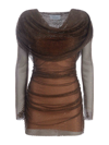 Giuseppe Di Morabito Mesh Short Dress In Brown