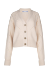 Jacob Cohen Short V-neck Knit With Patterned Ribbed Cuffs And Hem In Panna