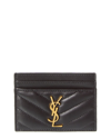 SAINT LAURENT SAINT LAURENT MONOGRAM MATELASSE LAMBSKIN LEATHER CARD HOLDER