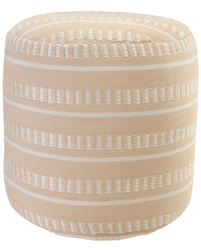 Lr Home Ella Peach/white Striped Hand-woven Ottoman Pouf In Orange