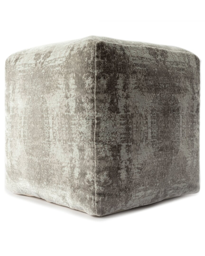 Lr Home Natalie Grey/ivory Transitional Distressed Medallion Ultra-soft Pouf