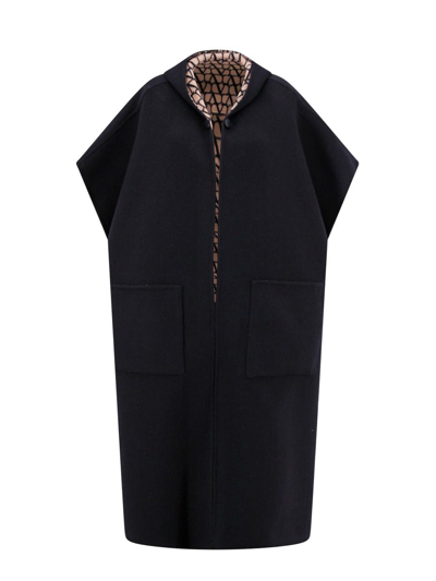 Valentino Double Coat Toile Iconographe Cape In Black