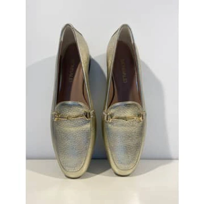 Donna Lei Gold Italian Loafers With Fine Snaffle