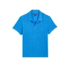 Vilebrequin Pyramid Open-collar Linen-jersey Polo Shirt In Blue