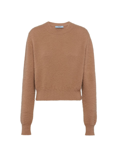 Prada Women's Cashmere Crew-neck Sweater In Brown