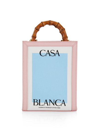Casablanca Women's Mini Casa Leather & Cotton Tote Bag In Pink White