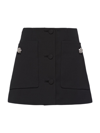 Prada Black Wool Mini Skirt In Black