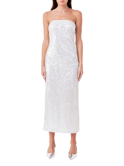 Endless Rose Women's Strapless Sequins Midi Dress In Clear