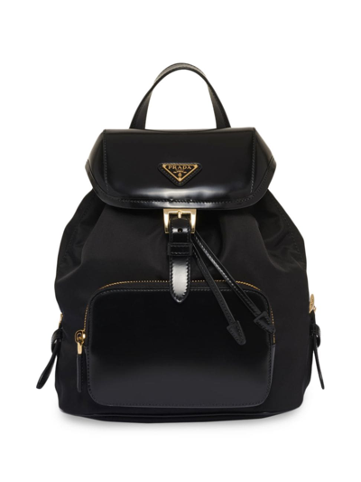 Prada Women's Medium Re-nylon And Brushed Leather Backpack In Brown