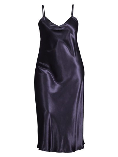 Baacal, Plus Size Women's Cabaret Satin Slip Midi Dress In Navy