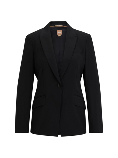 Hugo Boss Women's Regular-fit Jacket In Virgin Wool With Slit Cuffs In Black
