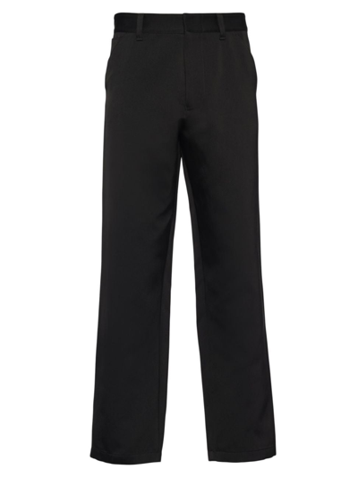 Prada Cotton And Silk Trousers In Black