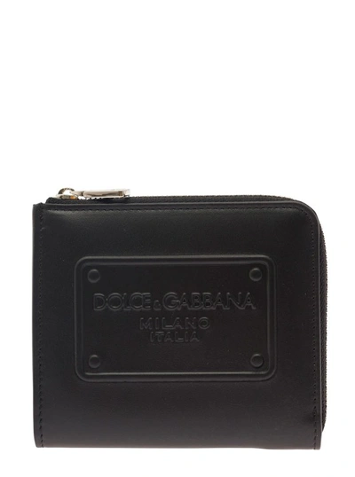 Dolce & Gabbana Zip Targhetta Embossed In Black