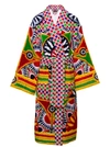 DOLCE & GABBANA MULTICOLOR KIMONO BATHROBE WITH ALL-OVER CARRETTO SICILIANO PRINT IN COTTON