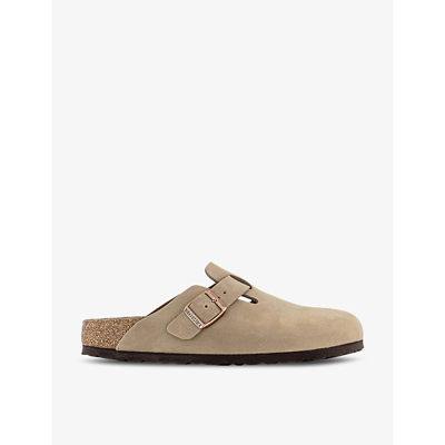 BIRKENSTOCK WOMENS TOBACCO BROWN BOSTON LOGO-EMBOSSED SUEDE CLOGS EUR 38/5 UK