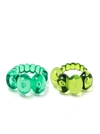 LA MANSO SET OF TWO RANUNCULUS GREEN PLASTIC RINGS