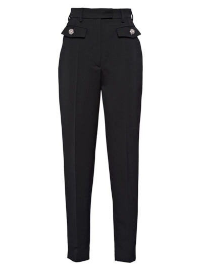 Prada Wool Sateen Pants In Black