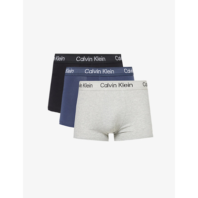 Calvin Klein Mens Multi Branded-waistband Pack Of Five Stretch-cotton Trunks