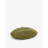 Loop Cashmere Womens Olive Green Ribbed Brushed-texture Cashmere Beret