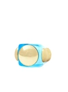 LA MANSO THE DOLPHIN ERA HANDMADE RING IN LIGHT BLUE PLEXIGLASS WITH GOLDEN BUTTONS