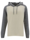 LA FILERIA WHITE AND GREY HOODED BI-COLOR SWEATER IN WOOL BLEND