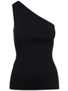 Totême One-shoulder Ribbed-knit Top In Black
