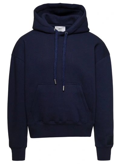 Ami Alexandre Mattiussi Ami De Coeur Organic Cotton Blend Hoodie In Blue