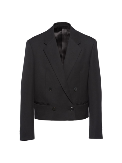 Prada Double-breasted Wool Jacket In Black
